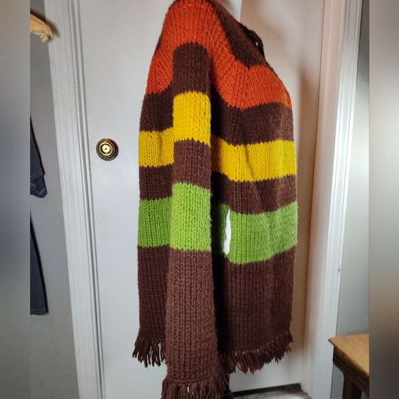 🏵️ vintage handmade knit shawl wrap boho hippie - Picture 11 of 14